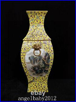 18.9 Antique Porcelain Qing dynasty qianlong famille rose gilt landscape Vase