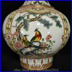 18 Qianlong Marked China Famile Rose Porcelain Dynasty Phoenix Bird Bottle Vase