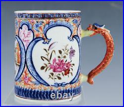 18C Chinese Porcelain Qianlong Mandarin Famille Rose Tankard Mug China Antique