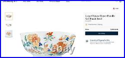 18th C. Chinese Export Famille Rose 13 7/8 Inch Diameter Qianlong Punch Bowl