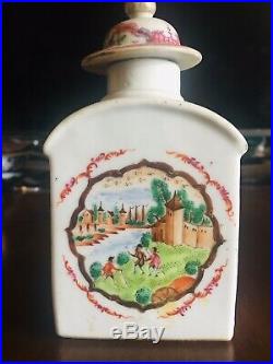 18th C Chinese Qianlong Porcelain Famille Rose Tea Caddy with Original Cover (2)