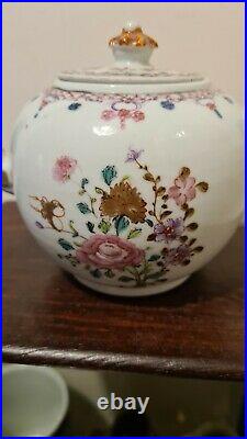 18th Century Chinese Qianlong Famille Rose Export Porcelain Tea Pot KINTSUGI