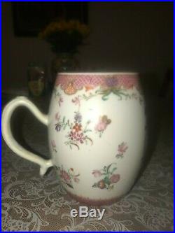 18thc Chinese Export PORCELAIN Famille Rose Porcelain Barrel Mug Qianlong 1790