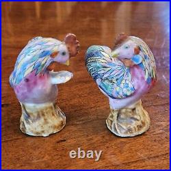 19c Qianlong Famille Rose Pair Roosters Canton Chinese