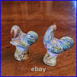 19c Qianlong Famille Rose Pair Roosters Canton Chinese