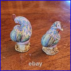 19c Qianlong Famille Rose Pair Roosters Canton Chinese