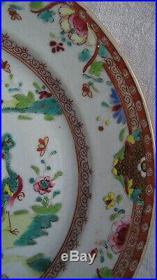 1st Beautiful Chinese Qianlong porcelain Famille Rose plate, twin peacocks 1775
