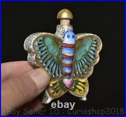 2.8 Qianlong Chinese Famille rose Wucai Porcelain butterfly Snuff bottle