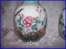 2- Chinese 19th Century Qianlong Republic Famille Rose Peach Vases