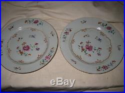 2 Qianlong 18th Century Chinese Famille Rose Export Porcelain 9 Plates