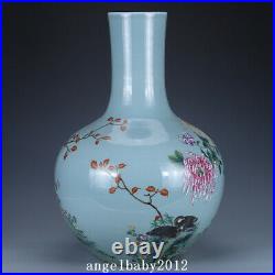 22.4 China Old Porcelain Qing dynasty qianlong famille rose Chrysanthemum Vase