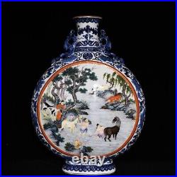 22.4 Qing dynasty qianlong mark Porcelain famille rose horse man flower Vase