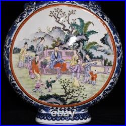 22.4 Qing dynasty qianlong mark Porcelain famille rose horse man flower Vase