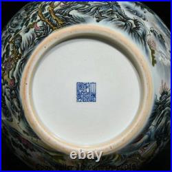 22.6 Qianlong Marked Old China Qing Famille Rose Porcelain pavilion Bottle Vase