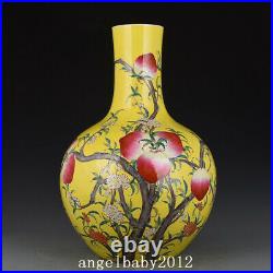 22.8 China Porcelain Qing dynasty qianlong mark famille rose peach flower Vase