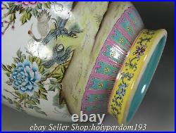 22.8 Qianlong Chinese Famille rose Porcelain Phoenix Bird 2 Ear Bottle Vase