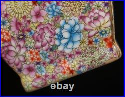 25CM Qianlong Signed Antique Chinese Famille Rose Vase Withflower