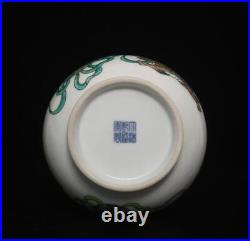 25CM Qianlong Signed Antique Chinese Famille Rose Vase Withlions