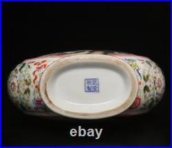 27CM Qianlong Signed Antique Chinese Famille Rose Vase Withcrane