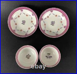 2Chinese Export Porcelain Famille Rose Teacups & Saucers Qianlong 1736-1796