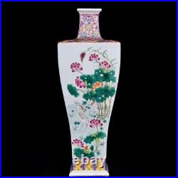 3.3 Chinese Porcelain Qing dynasty qianlong mark famille rose peony Square Vase