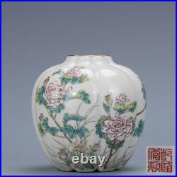 3.5 old chinese porcelain qing dynasty qianlong mark famille rose flower pot