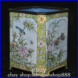 3.6 Qing Qianlong Chinese Famille rose Porcelain Flower Bird Pen container