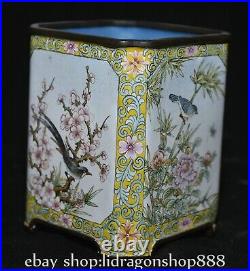 3.6 Qing Qianlong Chinese Famille rose Porcelain Flower Bird Pen container