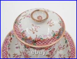 3 PC Chinese Export Famille Rose Cover Jar Set Qianlong 1770 5 1/4 Inch Dia #2