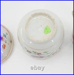 3 PC Chinese Export Famille Rose Covered Jar and Cup Group Qianlong 1760