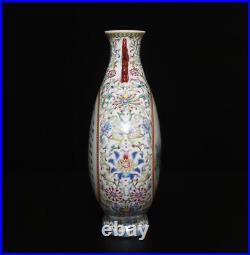 33CM Qianlong Signed Old Antique Chinese Famille Rose Vase Withphoenix