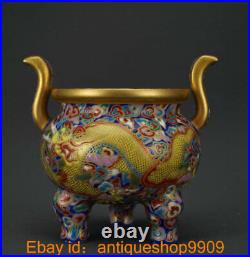 4.4 Qianlong Marked Famile Rose Porcelain Gilt Dynasty Dragon Pattern Censer