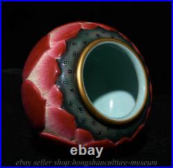 4.8 Qianlong Marked Chinese Famille rose Gilt Porcelain Lotus Jar Pot