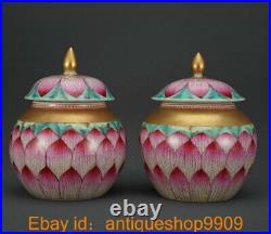 4.8Qianlong Marked China Famile Rose Porcelain Dynasty Lotu Flower pot Jar Pair