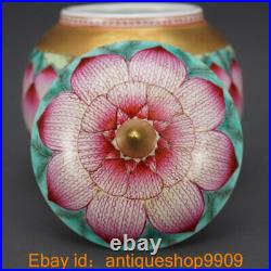 4.8Qianlong Marked China Famile Rose Porcelain Dynasty Lotu Flower pot Jar Pair