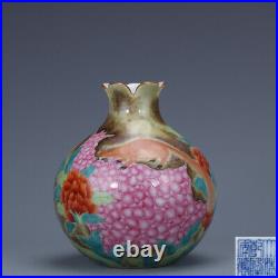4.9 old porcelain qing dynasty qianlong mark famille rose pomegranate vase