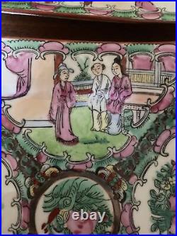 4 Vtg. Famille Rose Medallion Chinese Da Qing Qianlong Nian Zhi Square Plate 8