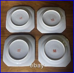 4 Vtg. Famille Rose Medallion Chinese Da Qing Qianlong Nian Zhi Square Plate 8