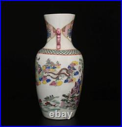 43CM Qianlong Signed Old Antique Chinese Famille Rose Vase Withfigure