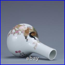 5.3 old chinese porcelain Qing dynasty qianlong mark famille rose peacock vase
