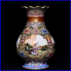 5.5 China Porcelain Qing dynasty qianlong mark famille rose children play Vase