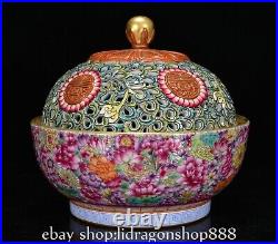 5.6 Qing Qianlong Chinese Famille rose Porcelain Hollow out Flower censer