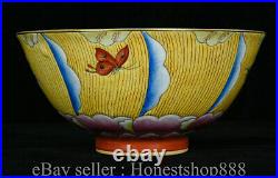 5.8 Old Chinese Qianlong Marked Famille Rose Porcelain Lotus Butterfly Bowl Pai