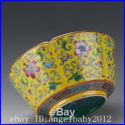 5.9 Old Chinese Porcelain qianlong gilt yellow famille rose Lotus flower bowl