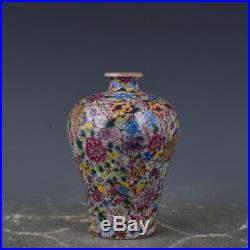 5 China antique Porcelainon qianlong famille rose painting flower plum vase
