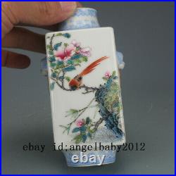 5 Qing Qianlong mark Antique Porcelain famille rose flowers and birds Vase
