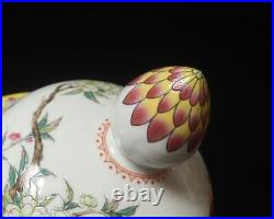 50CM Qianlong Signed Chinese Famille Rose Vase Lid Pot Withpeach