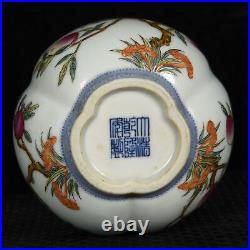 6.1 Antique dynasty Porcelain Qianlong mark famille rose Bats Fruits gourd vase