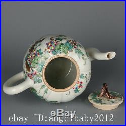 6.7 Chinese Fine Porcelain qianlong marked famille rose Squirrel Grape teapot