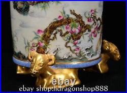 6.8 Qing Qianlong Chinese Famille rose Porcelain Flower Bird 3 Sheep censer